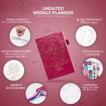Legend Planner – Deluxe Weekly & Monthly Life Planner to Hit Your Goals & Live Happier. Organizer Notebook & Productivity Journal. A5 Hardcover, Undated – Start Any Time + Stickers – Hot Pink Gold - Image 2